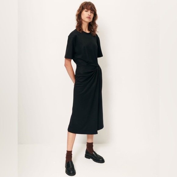 New! Sessun Brera Black Twist Short Sleeve Midi Dress 🖤 Small - Picture 4 of 6